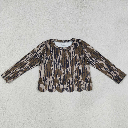Baby Girls Clothes Long Sleeve Southern Wood Camo Top Skirt Shorts Scallop Clothes Set GLD1615
