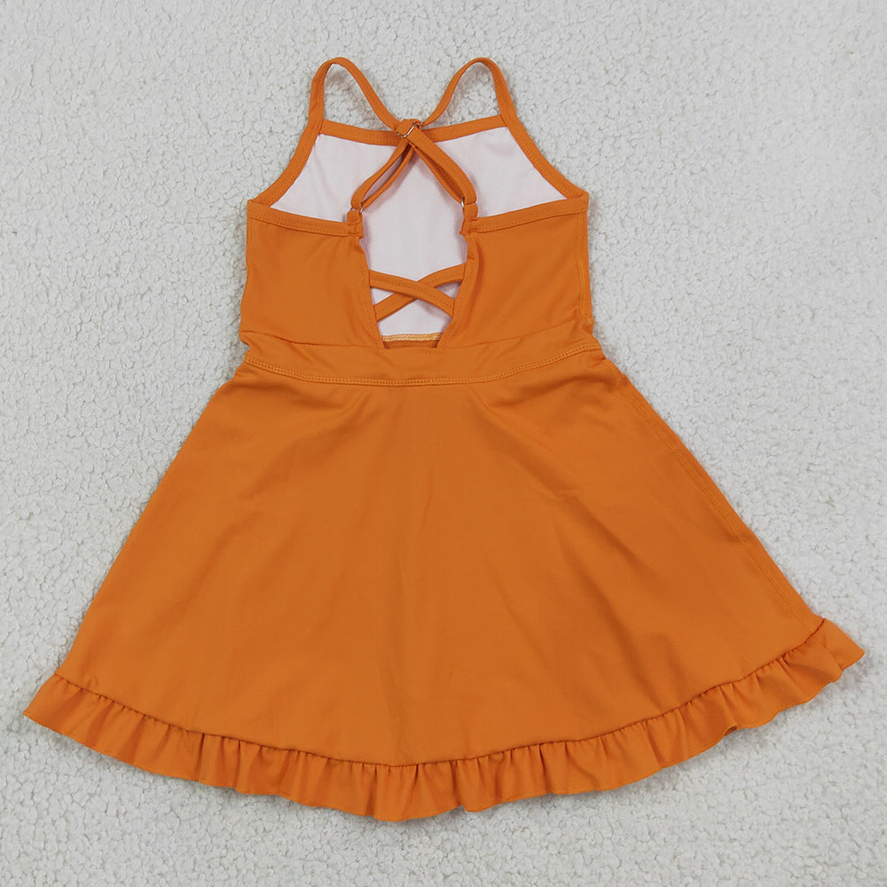 Baby Girls Dress Orange Strap Yoga Active Knee Length Dresses S0780