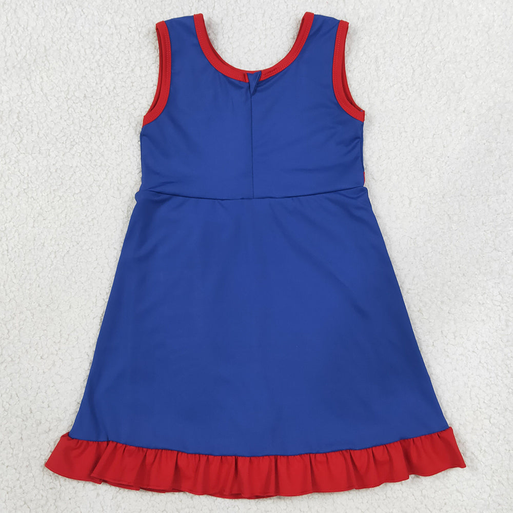 Baby Girls Dress Hot Blue Red Sleeveless Yoga Active Short Knee Length Dress GSD4133