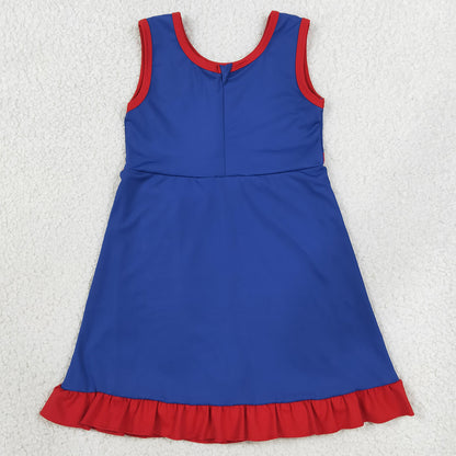 Baby Girls Dress Hot Blue Red Sleeveless Yoga Active Short Knee Length Dress GSD4133