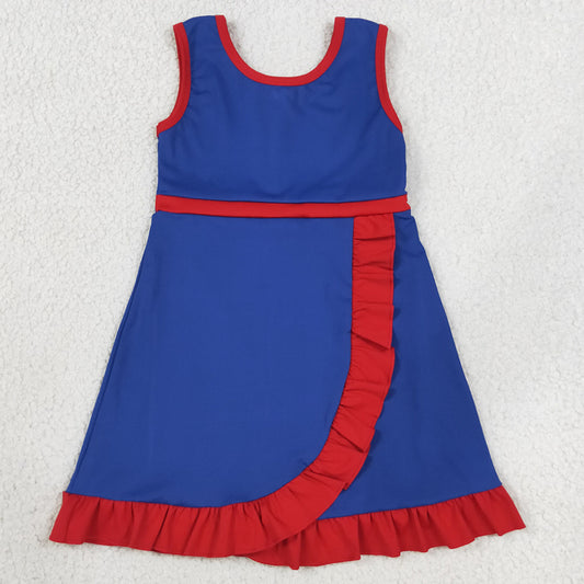 Baby Girls Dress Hot Blue Red Sleeveless Yoga Active Short Knee Length Dress GSD4133