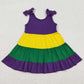 Baby Girls Dress Bows Strap Mardigras Patchwork Ruffle Knee Length Dresses GSD2888 12.23