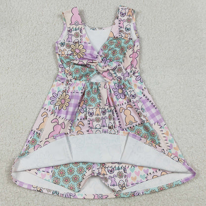 Baby Girls Dress Rabbits Flowers Checked Easter Yoga Active Shorts Knee Length Dresses GSD3051 12.22
