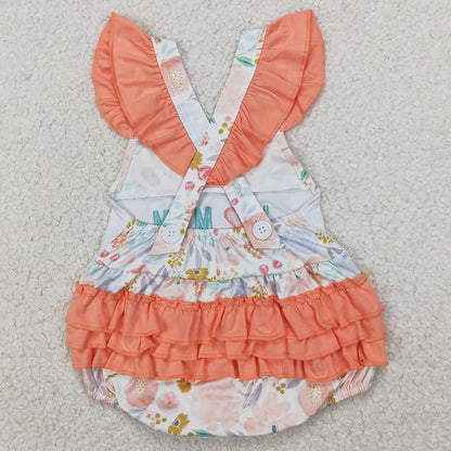 Baby Girls Rompers I LOVE MOM Embroidery Floral Ruffle Rompers SR2948 3.27