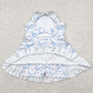 Baby Girls Dress Strap Blue Bows Floral Yoga Ruffle Athletic Dresses GSD2290 4.21