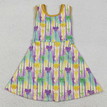 Baby Girls Dress Mardigras Bows Stripe Yoga Active Shorts Knee Length Dresses GSD2948 12.23