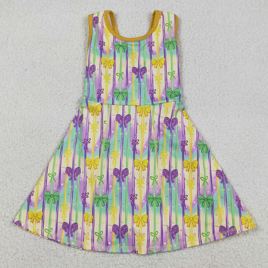 Baby Girls Dress Mardigras Bows Stripe Yoga Active Shorts Knee Length Dresses GSD2948 12.23