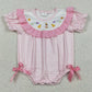 Baby Girls Bubbles Pink Checked Rabbits Chicks Easter Ruffle Rompers SR3565 12.20