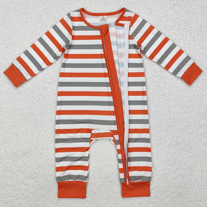 Baby Infant Boys Rompers Orange Stripes Zip Long Sleeve Rompers LR1732