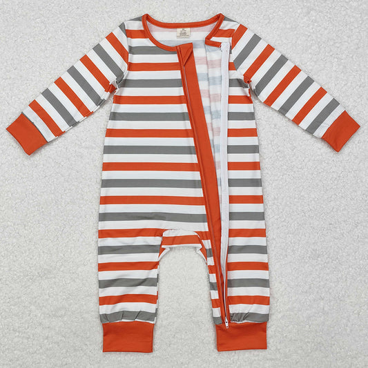 Baby Infant Boys Rompers Orange Stripes Zip Long Sleeve Rompers LR1732