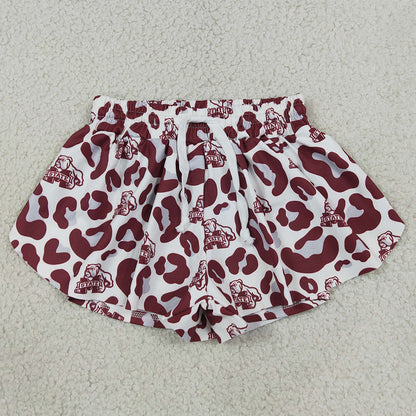 Baby Girls Shorts Maroon Leopard State Bulldogs Yoga Active Team Butterfly Shorts Bottom SS0820