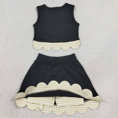 Baby Girls Clothes Sleeveless Vest Top Bows Skirt Shorts Yoga Active Scallop Clothes Sets GSD4175