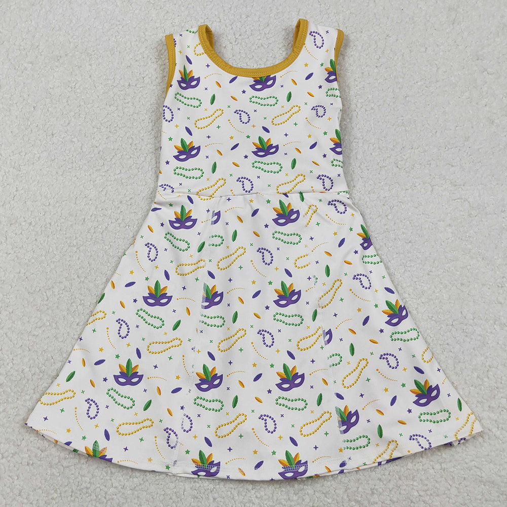 Baby Girls Dress Mardigras Anchors Masks Yoga Shorts Knee Length Dresses GSD2951 12.23