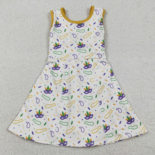 Baby Girls Dress Mardigras Anchors Masks Yoga Shorts Knee Length Dresses GSD2951 12.23