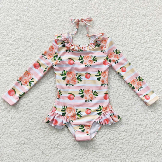 Baby Girls Swimsuits Flowers Stripes One Pieces Swimsuit S0139