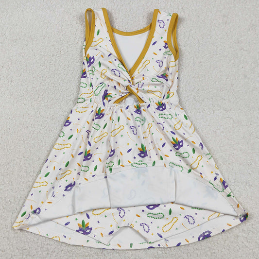 Baby Girls Dress Mardigras Anchors Masks Yoga Shorts Knee Length Dresses GSD2951 12.23