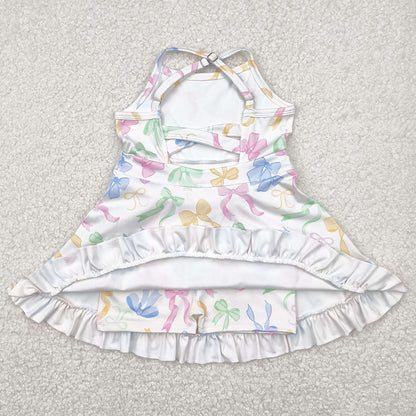 Baby Girls Dress Strap Colorful Bows Yoga Ruffle Knee Length Dresses GSD2289 4.21