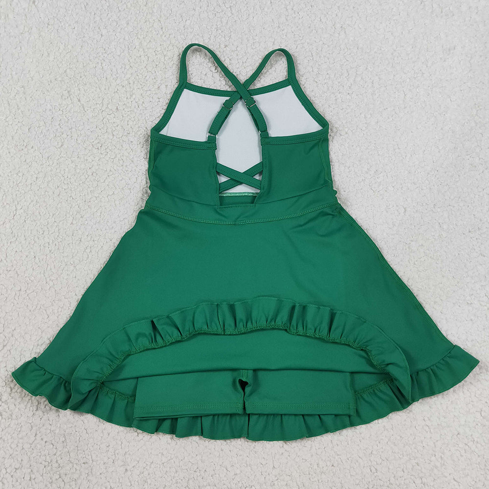 Baby Girls Dress Green Knit Knee Length Active Wear Dresses S0782