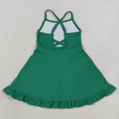 Baby Girls Dress Green Knit Knee Length Active Wear Dresses S0782
