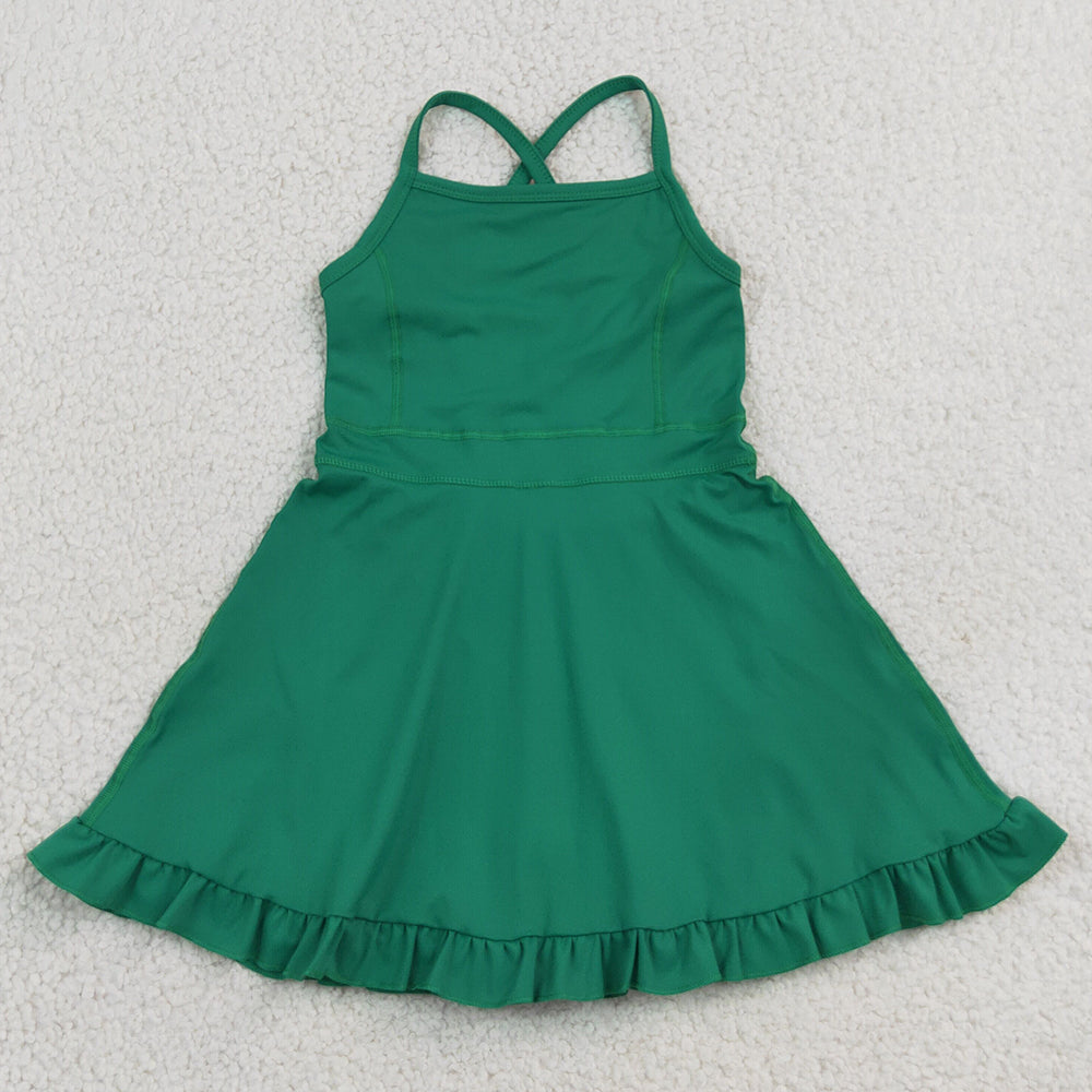 Baby Girls Dress Green Knit Knee Length Active Wear Dresses S0782