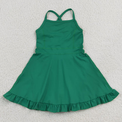 Baby Girls Dress Green Knit Knee Length Active Wear Dresses S0782