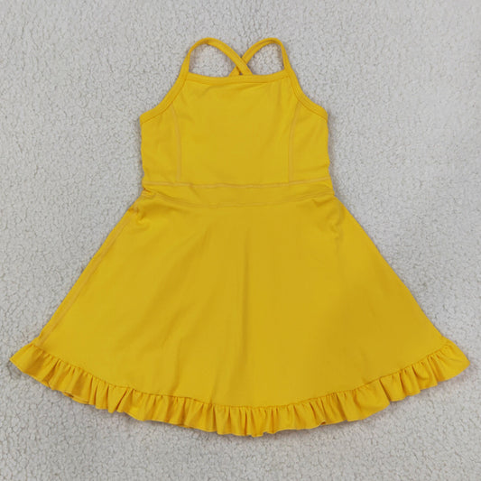 Baby Girls Dress Yellow Athletic Active Wear Knee Length Dresses S0781
