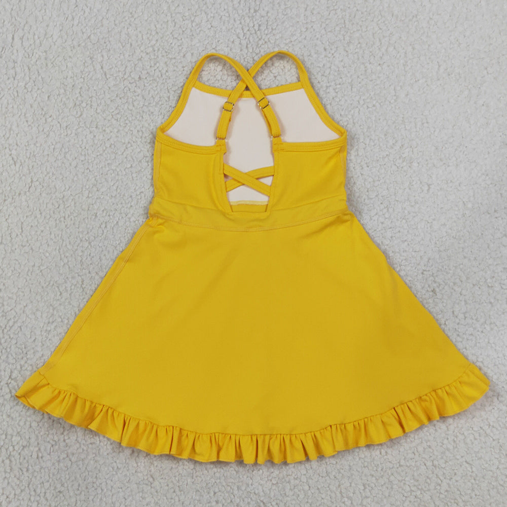 Baby Girls Dress Yellow Athletic Active Wear Knee Length Dresses S0781