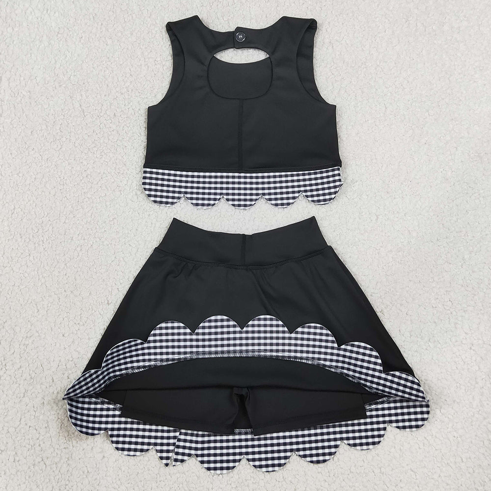 Baby Girls Clothes Sleeveless Vest Top Skirt Shorts Yoga Active Scallop Clothes Sets GSD4176