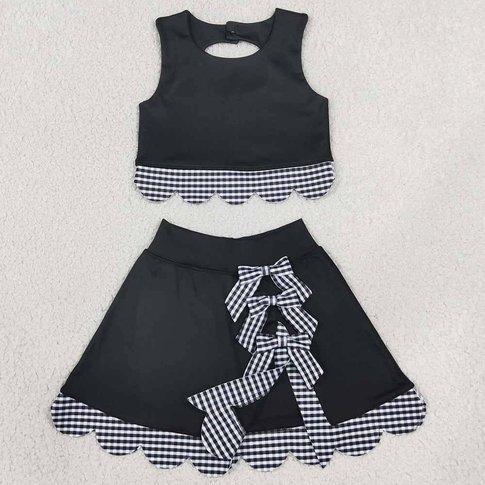 Baby Girls Clothes Sleeveless Vest Top Skirt Shorts Yoga Active Scallop Clothes Sets GSD4176