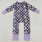 Baby Girls Rompers Black Plaid Ghosts Candy Halloween Zipper Footie Rompers LR2541 9.1
