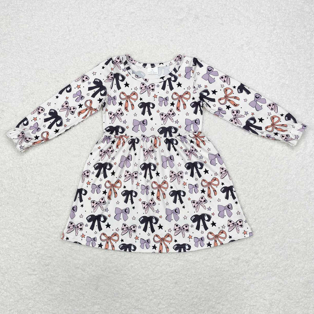 Baby Girls Dress Halloween Bows Long Sleeve Knee Length Dresses GLD0738