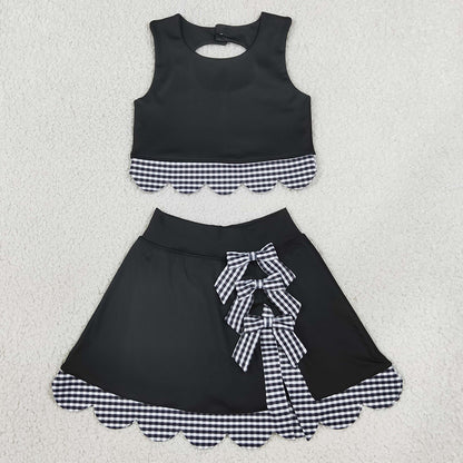Baby Girls Clothes Sleeveless Vest Top Skirt Shorts Yoga Active Scallop Clothes Sets GSD4176