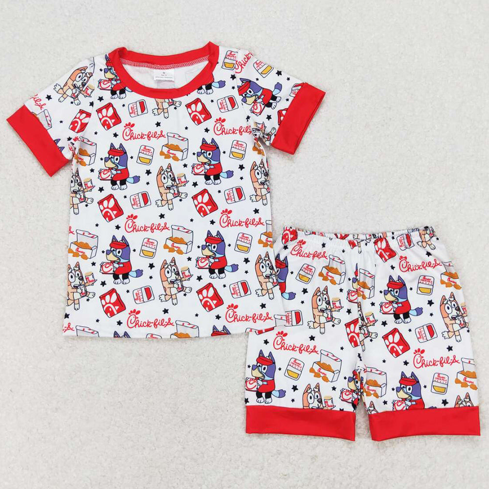 Baby Boys Pajamas Red Dogs Short Sleeve Shirt Shorts Clothes Sets BSSO0948