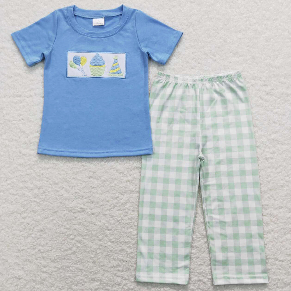 Baby Boys Clothes Birthday Party Embroidery Top Pants Sibling Outfits