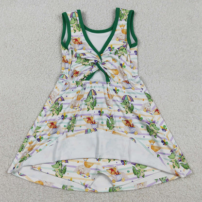 Baby Girls Dress Mardigras Stripe Crocodiles Yoga Shorts Knee Length Dresses GSD2950 12.23