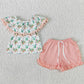 New Summer Girls Clothes Cactus Print Cute Baby Girls Clothes Set Kids Sibling Clothing Sister Outfits SR0039