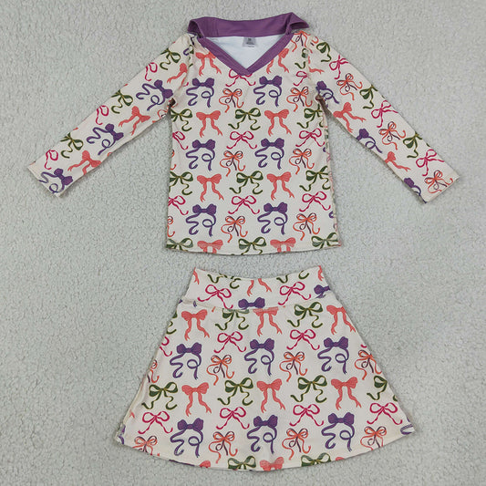 Baby Girls Clothes Colorful Bows Long Sleeve Top Skirt Short Yoga Active Clothes Set GLD1632