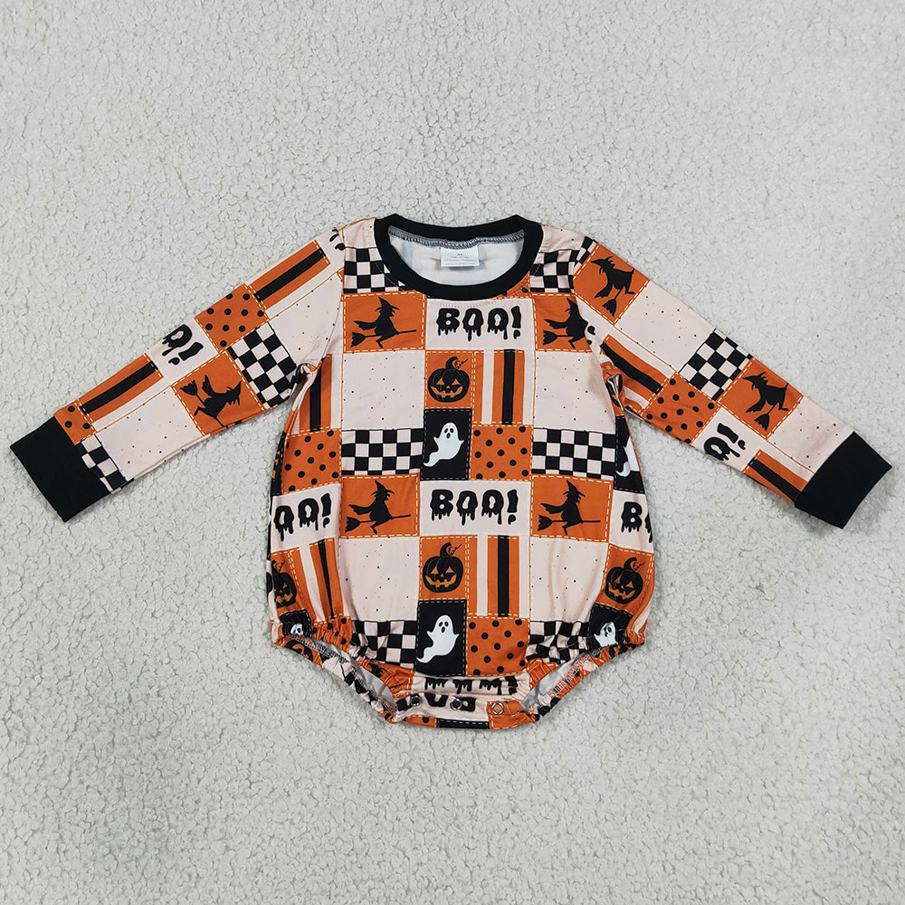 Baby Boys Rompers Long Sleeve BOO Ghost Pumpkins Halloween Romper LR3239