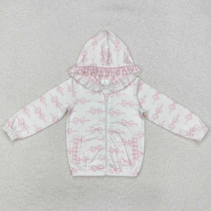 Baby Girls Clothes Tops Pink Bows Hooded Top Zip Tops GT0873