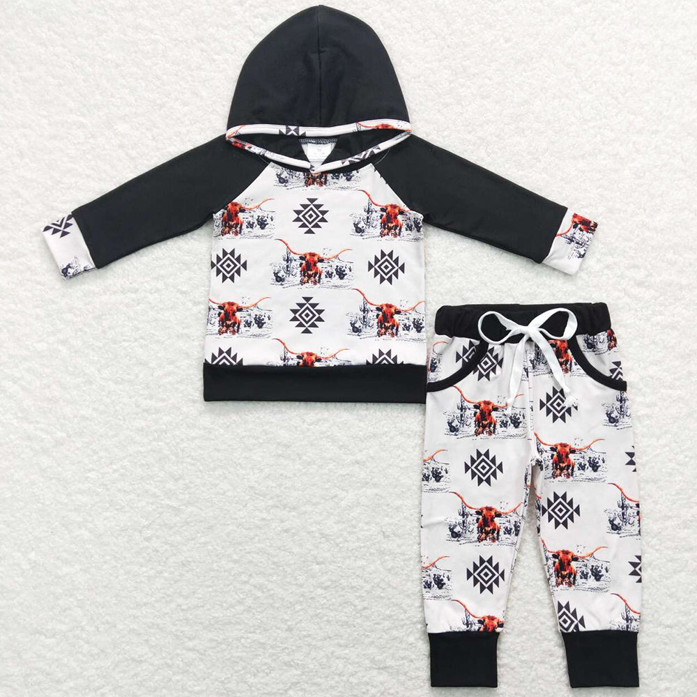 Baby Boys Clothes Hooded Western Cows Top Pants Outfits BLP0363