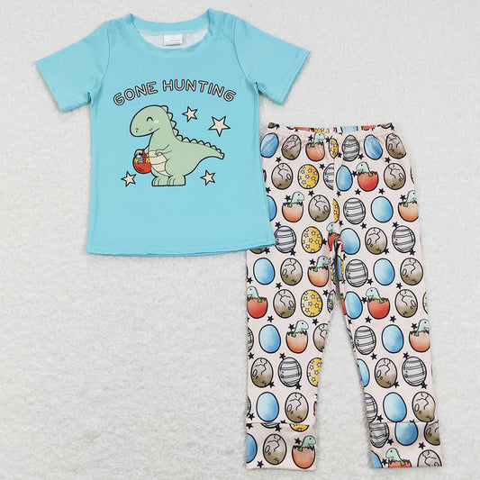 Baby Boys Clothes Easter Dinosaur Hunting Shirt Eggs Pants Sets BSPO0202