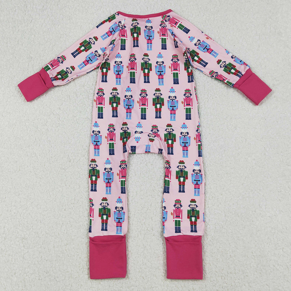 Baby Girls Rompers Christmas Soldiers Pink Zipper Footie Rompers LR2598 9.6