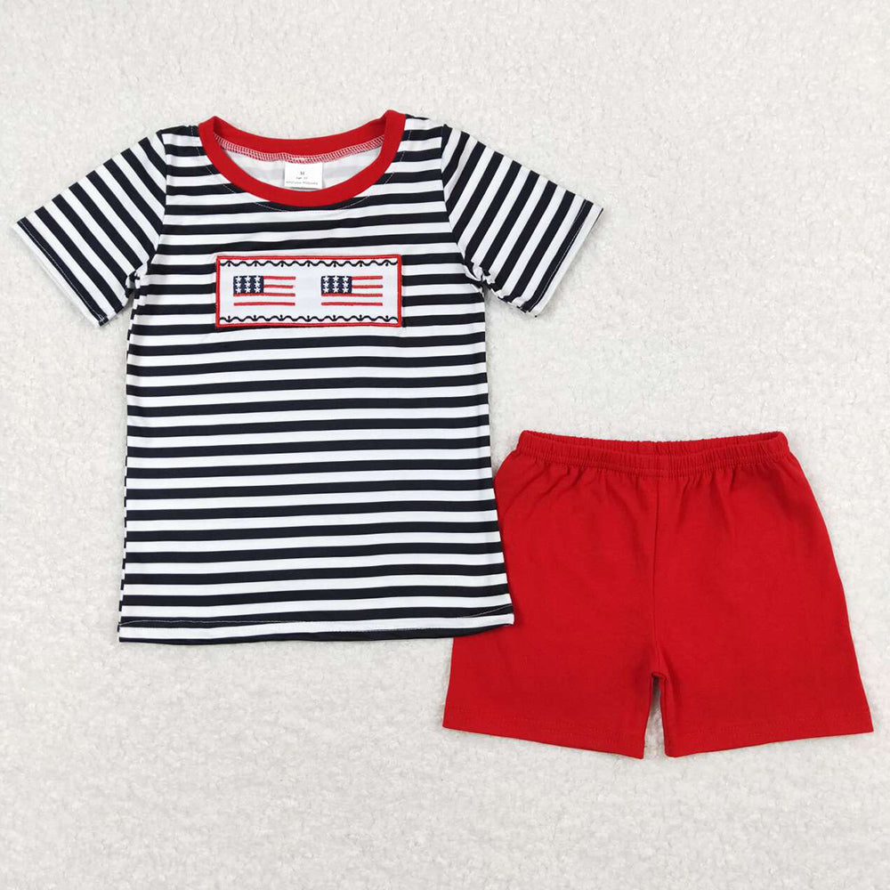 Boutique Baby Boys Clothes 4th of July Short Sleeve Top Shorts Sets BSSO0565