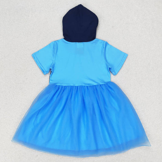 Baby Girls Dress Blue Dogs Hoodie Tutu Knee Length Dresses GSD0997