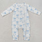 Baby Infant Girls Rompers Blue Bows Cable Knit Zip Rompers LR2070