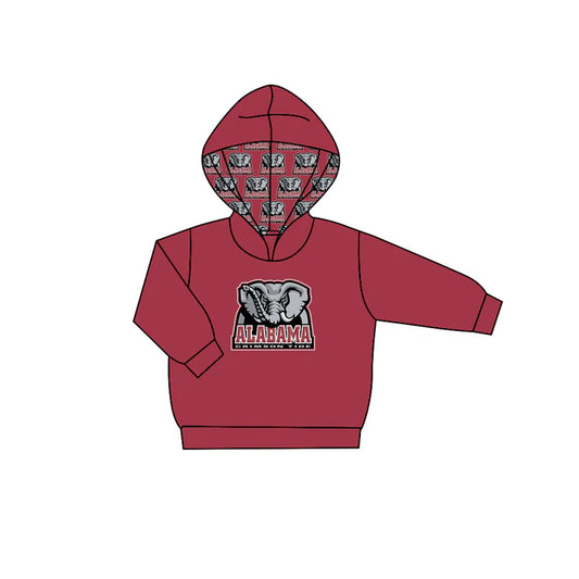 Preorder (moq 5)Baby Boys Dark Red Long Sleeves Elephants Alabama Team Hoodies Top 7.21