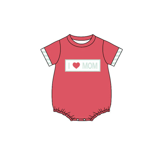 Preorder(moq 5)Baby Infant Boys Red Short Sleeves I LOVE MOM Rompers 5.15