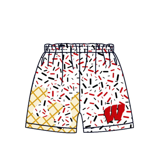 Preorder MOQ 5 W red ice cream sprinkle boys team shorts 8.20