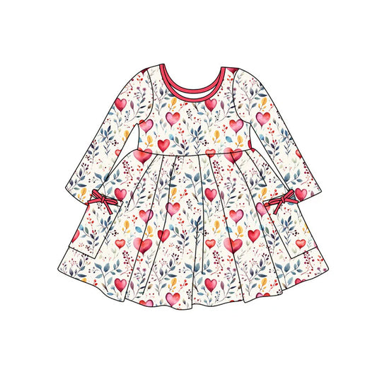 Preorder(moq 5) Baby Girls Heart Balloons Floral Pockets Knee Length Dresses 11.4
