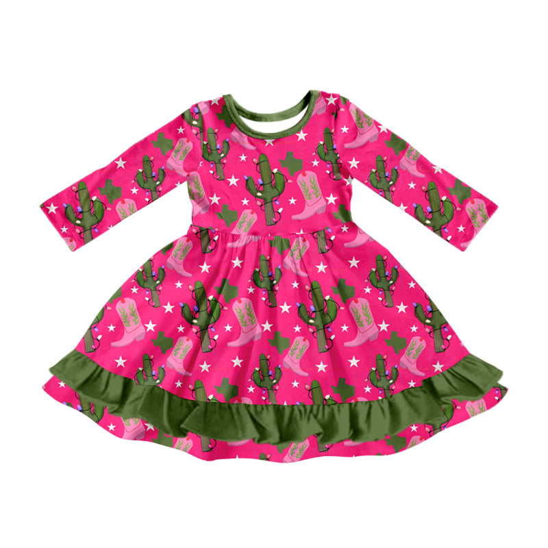 Western Baby Girls Dress Long Sleeve Knee Length Dresses Preorder MOQ 5